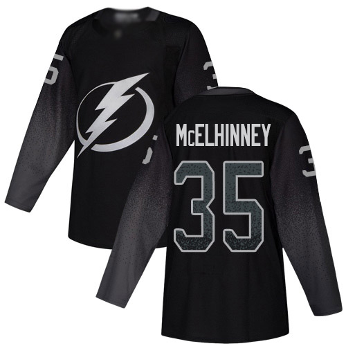 Adidas Tampa Bay Lightning Men 35 Curtis McElhinney Black Alternate Authentic Stitched NHL Jersey